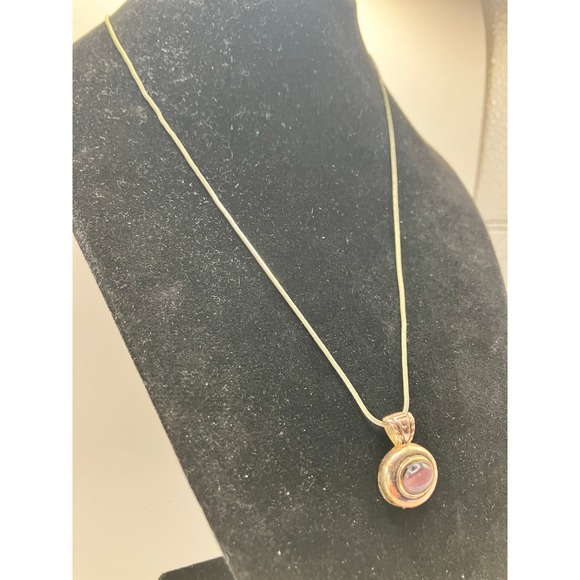 Vintage Roman Purple Stone Silver-Tone Modern Pendant Necklace! - Picture 4 of 8